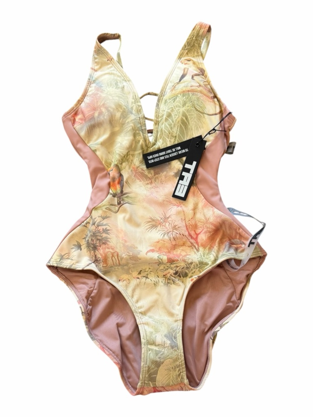 TA3 Plungey Triangle Contour Cheeky One Piece Swimsuit Shapewear Bathing Suit XS